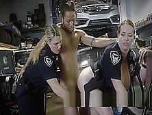 Stacked Chicks In Cop Uniforms Get Banged In Threesome With Strong Black Stud