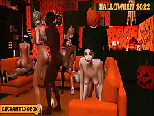 Sims Four.  Halloween 2022.  Part Two (Final) - Enchanted Orgy (Hard-Core Penthouse Parody)