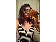 Toilet Slut Pisses Into A Glass And Drinks It