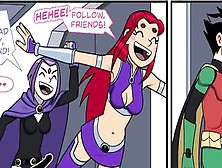 Teenie Titans Emotobat Sickness Pt.  #4 - Robin's 3Some With Ravin And Starfire - Double Penetration Anal Cumshot