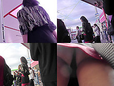 Upskirt Porn With Brunette-Hair Gal In A Public Place