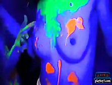 College Teens Glow In Dark Orgy Party