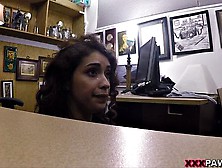 Curly Sexy Brunette Gets Plowed In The Pawn Shop