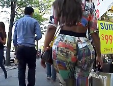 Big Ass Latin Chick Wearing Tight Colorful Clothes