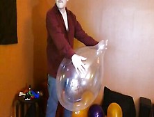 Kinky Old Man Is Popping Balloons And Playing With His Dick