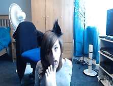 Cute Emo Girl Sucks A Plastic Cock And Licks Her Own Feet On The Floor