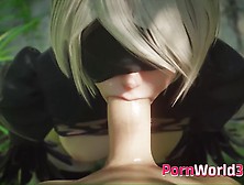 Anime Lovely 2B Gets Huge Thick Cock In Her Little