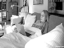 Ipcam - American Blonde College Girl Watching Porn