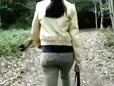 My Nasty Brunette Gf Flashes Her Booty In The Forest