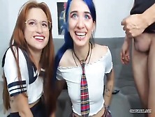 2 Girls Gives A Handjob And Blowjob During A College Fuck Fest Party