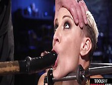 Device Bondage - Bdsm Milf Mouth And Pussyfucked With Dildo Stick By Master