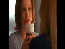 Attractive Calista Flockhart Does Sapphic Kiss And Makes Love In Carwash