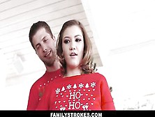 Stepsister Can't Stop Groping Her Brother During Christmas Photo Session