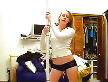 Teen Hottie Pole Dancing In Bedroom