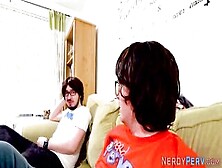 Slutty Amateur Gives Head To Nerds