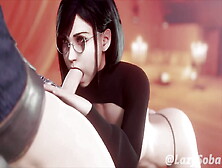 Tifa With Glasses On Passionately Takes A Big Cock In Her Mouth