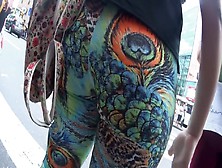 Big Butt Wiggles In Peacock Tights