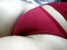 She Lays Inside Her Tight Red Lingerie On Her Puffy Snatch And I Squeeze Her Unshaved Cameltoe Until She Takes Her Lingerie Off
