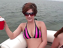 Dick Craving Chicks On A Boat Show Off Their Perky Tits