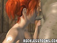 Gorgeous Red Head Cartoon Babe Rides Pirate Monster Coc
