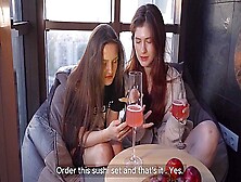 The Two Stepsisters Decided To Fuck The Food Delivery Guy Without A Condom