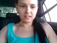 Russian Brunette Loverhia Masturbate In Car