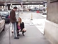 High-Heeled Milf Blowing A Stranger In Public