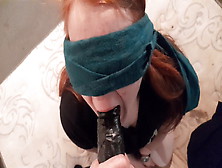 Redheaded Wifey Is Blindfolded And Swallows Gigantic Bbc Dick Sleeve