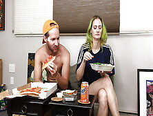 Hot Woman And Sexy Man Eating