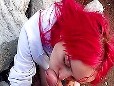 Girl Sucking Dick Outside And Cum In Mouth