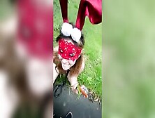 Incredible Sexy Little Bunny Twat On Leash Plays W Dildo