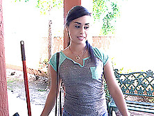 Small Boobs Latina Maid Eva Saldana Drops Her Clothes For Money