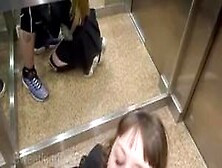 Stuck With My Neighbor In The Elevator And He Fucks My Ass Anal Creampie