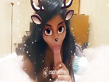 College Cutie Sucks Hard White Cock With Snapchat Filter