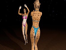 2 Cheetah Bikini Sluts Dance For You Softcore Bouncy Titties