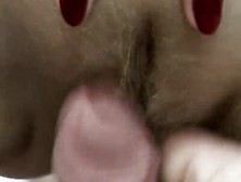 Wet Pussy Rubbing Cock Till Orgasm.  Sperm Close Up Natural Tits Closeup Pov