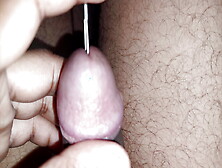 Inserting Safety Pin Inside Penis.  Jerking Cock With Inserting Needle Inside.  Hurting Penis