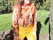 Squirting On Ex-Wife's Face Into Muddy Rainwear