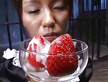 Japanese Girl Eats Cum And Strawbarries