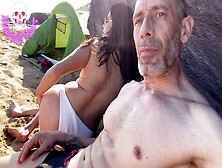 Sultry Spanish Babe Shows Off Deep Throating Skills On A Crowded Beach