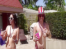 Party Sluts Riding Cock During Hardcore Outdoor Pool Party