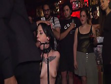 Euro Slave In Red Dress Fucking In Bar