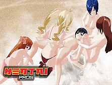 Cartoon Pros - Blue Haired Babe Lies On The Warm Sand & Gets Sexed As Her Large Titties Bounce