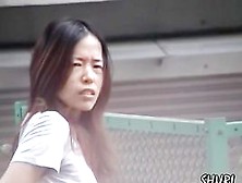 Curious Long-Haired Asian Babe Getting Tricked During Quick Sharking Action
