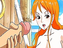 Busty Anime Redhead Nami Riding Luffys Cock On The Boat
