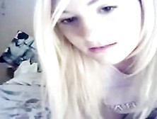 Blonde Webcam Model In Black Miniskirt Revealing Her Goodies