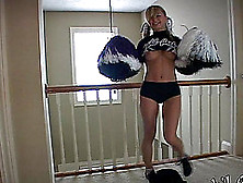 Horny Cheerleader Loses Her Bottoms While Practicing Her Moves