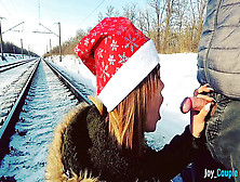 Winter Outdoor Amateur Suck Off On The Railway