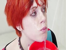 Redhead Slut Drinks Cum And Licks Man's Ass