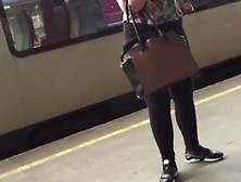 Blond Legging Ass Train Station Brussels